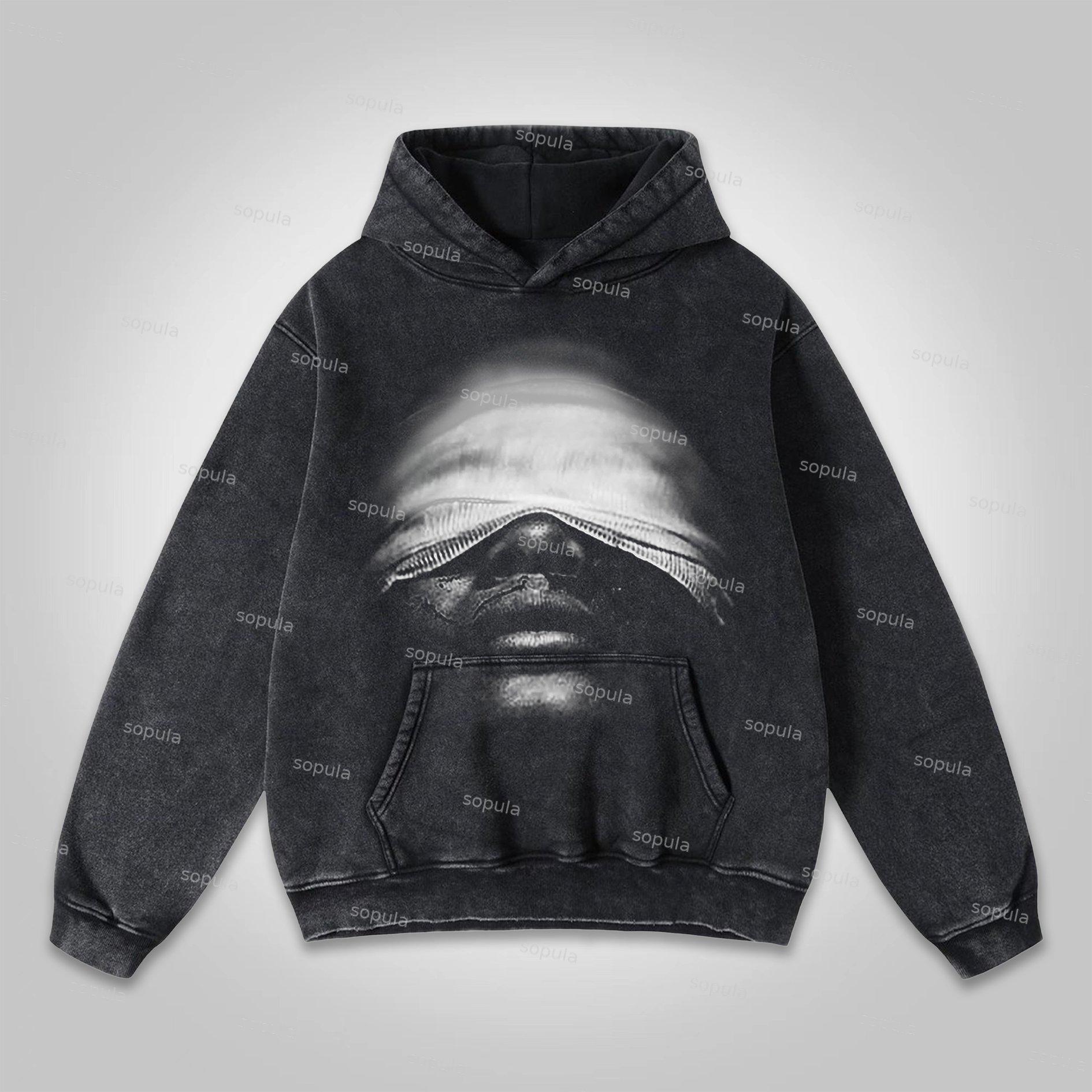 Sopula Tomie Vintage Graphics Washed Distressed Hoodie Product Image