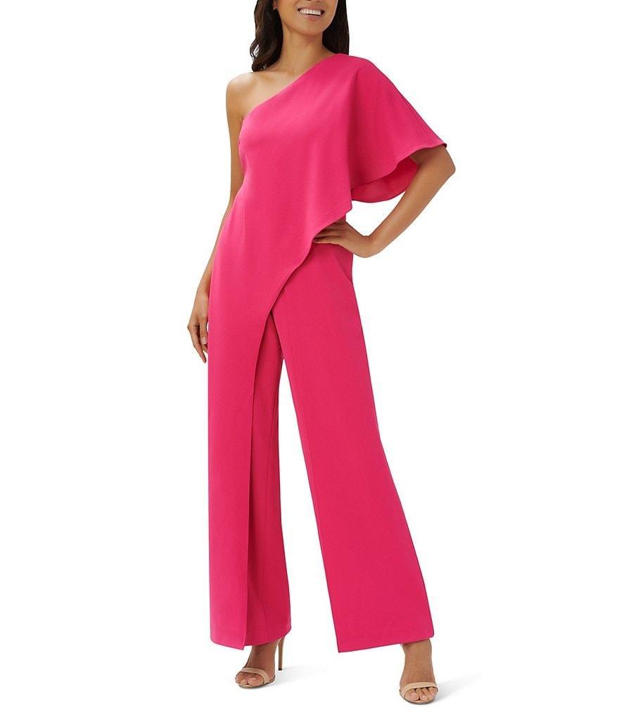 Adrianna Papell Stretch One Shoulder Short Flutter Sleeve Jumpsuit Product Image