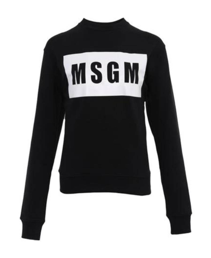 MSGM Logo Printed Hoodie In Black Product Image