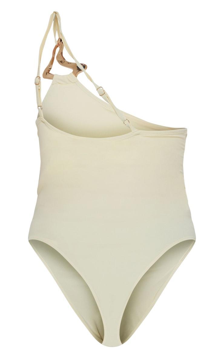 Plus Sand Gold Trim Asymmetric Swimsuit Product Image