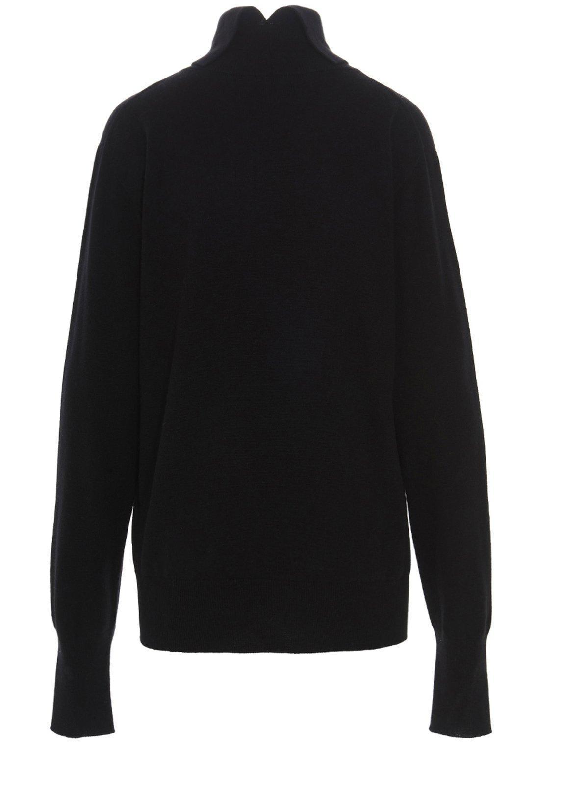 JIL SANDER High-neck Plain Knit Sweater In Black Product Image