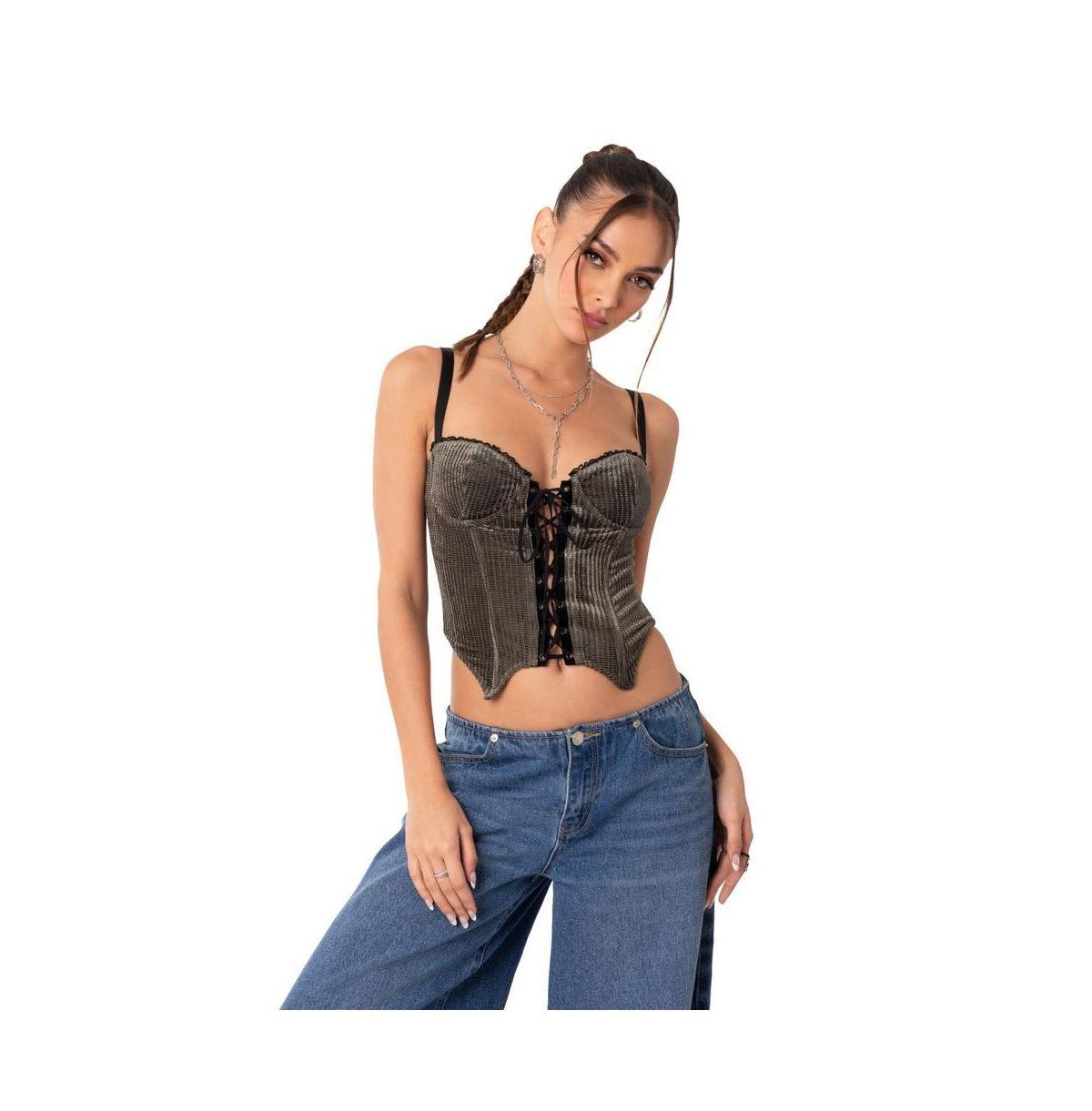 Edikted Womens Ribbed Bodysuit With Cut Out Top Product Image