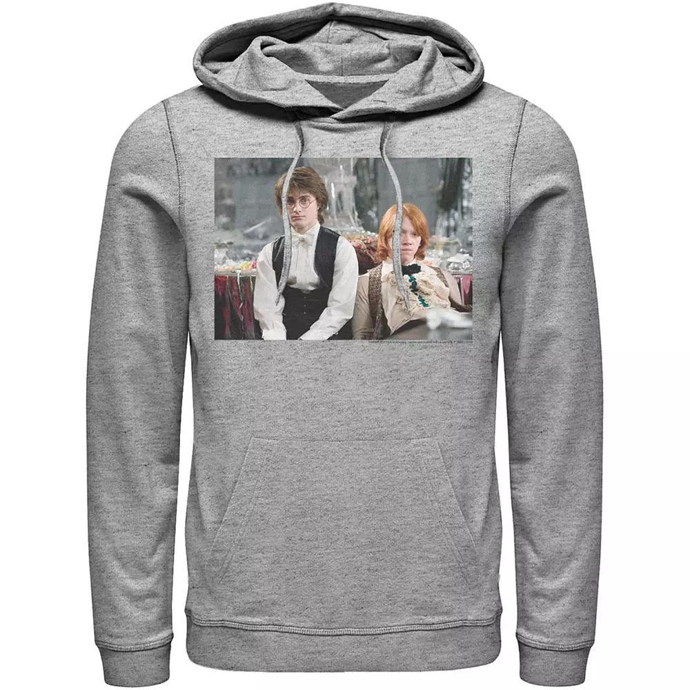 Men's Goblet Of Fire Harry And Ron Photo Real Hoodie, Size: Medium, Athletic Grey Product Image