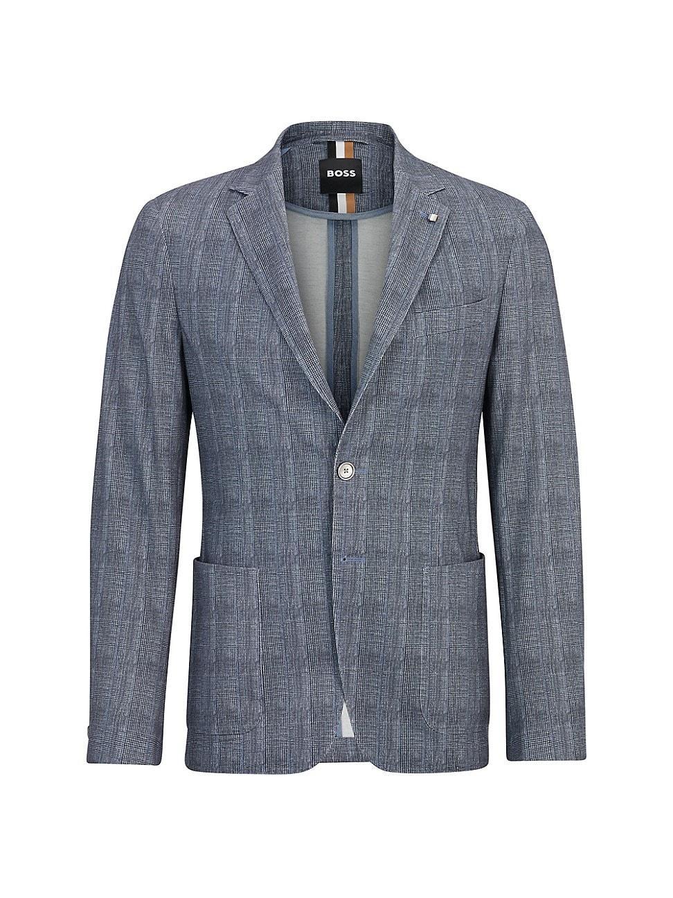 Mens Slim-Fit Jacket in Checked Stretch Cotton Product Image