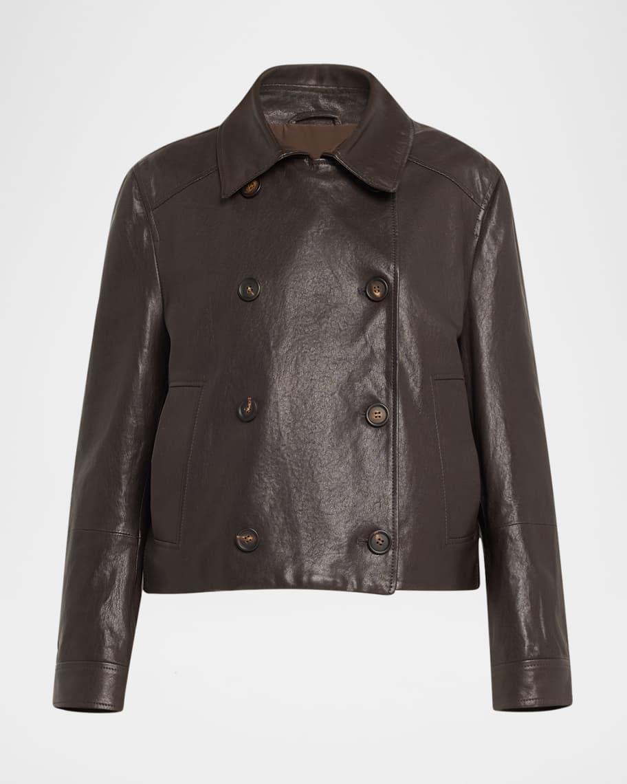 Shiny Leather Double-Breasted Jacket Product Image