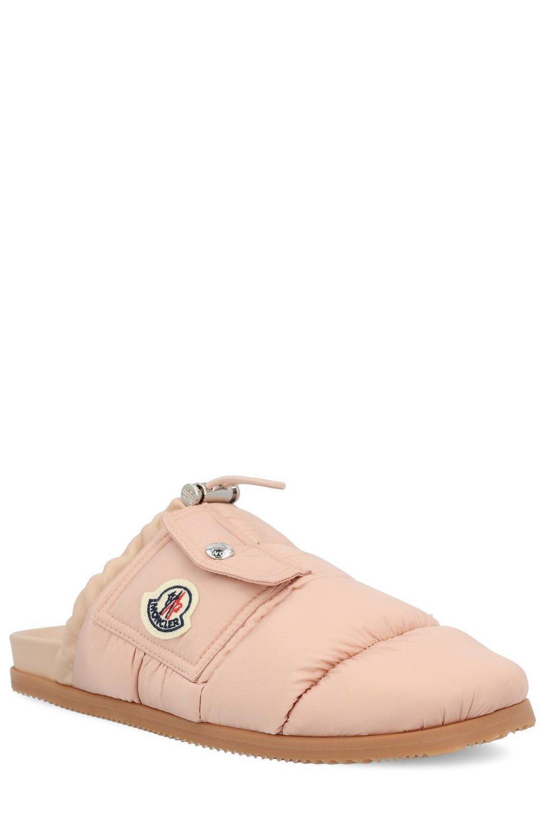 MONCLER Logo Patch Padded Slippers In Pink Product Image