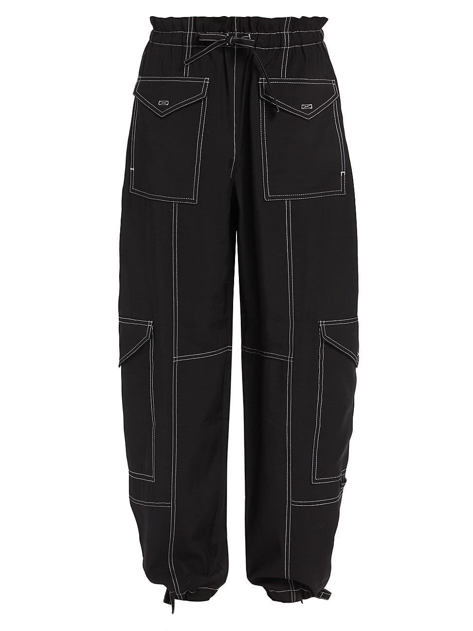 Womens Wide-Leg Drawstring Cargo Pants Product Image