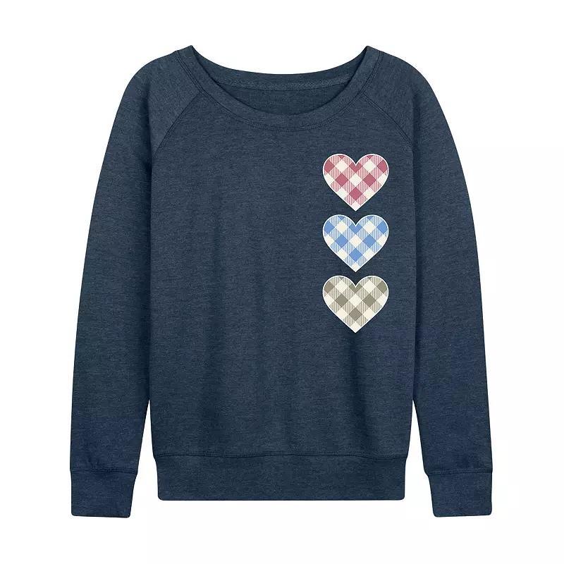 Womens Gingham Hearts Lightweight French Terry Sweatshirt Heather Grey Product Image