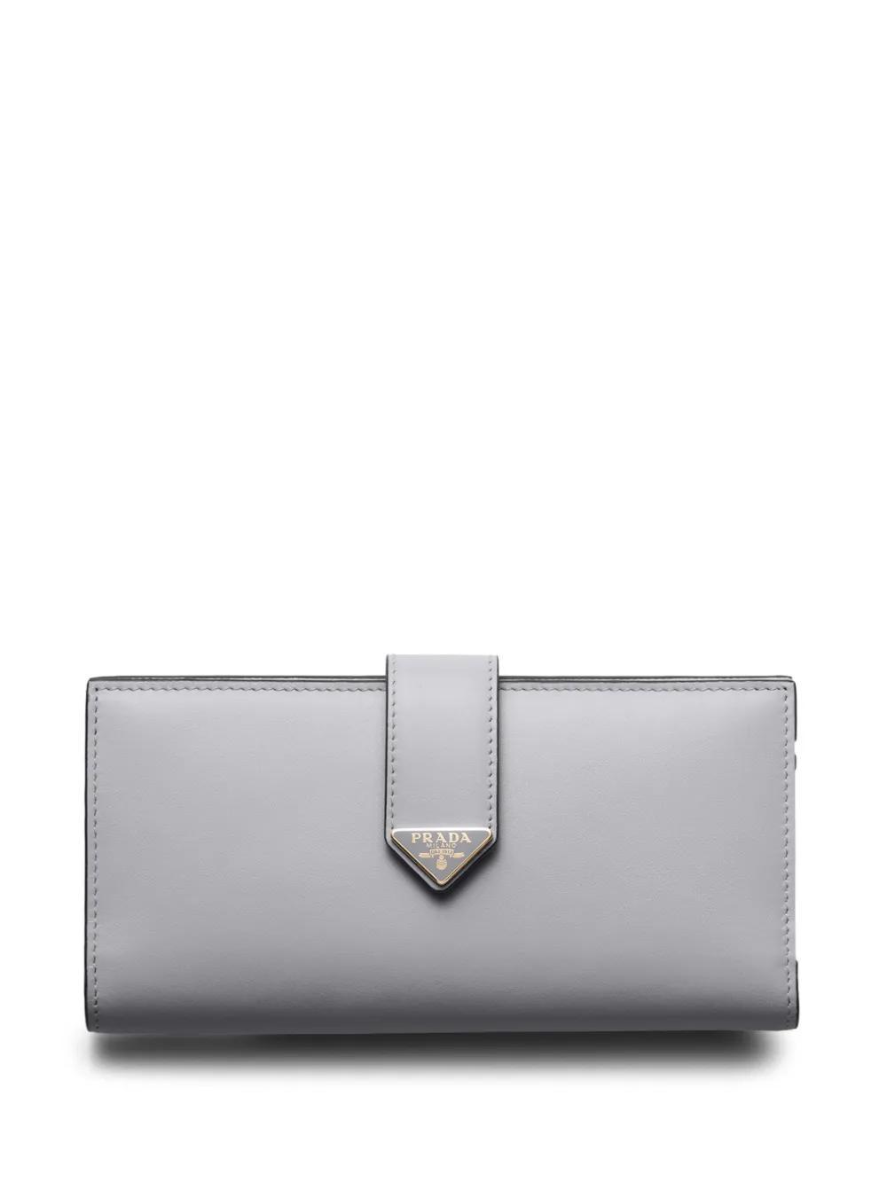 PRADA Large Leather Wallet In Grey Product Image