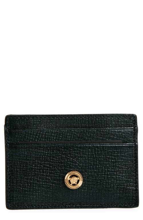 VERSACE Medusa Leather Card Case In Black Product Image