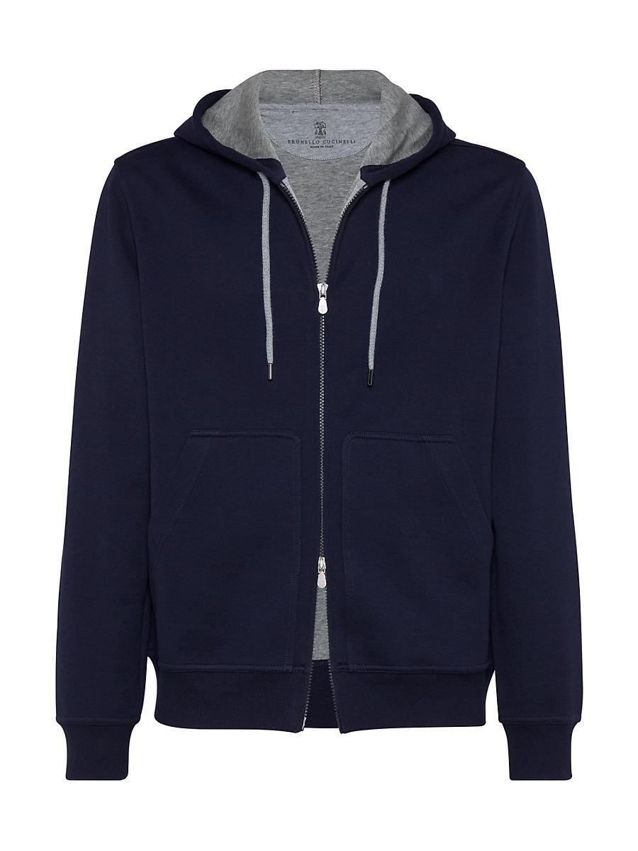 Mens French Terry Double Cloth Hooded Sweatshirt with Zipper Product Image