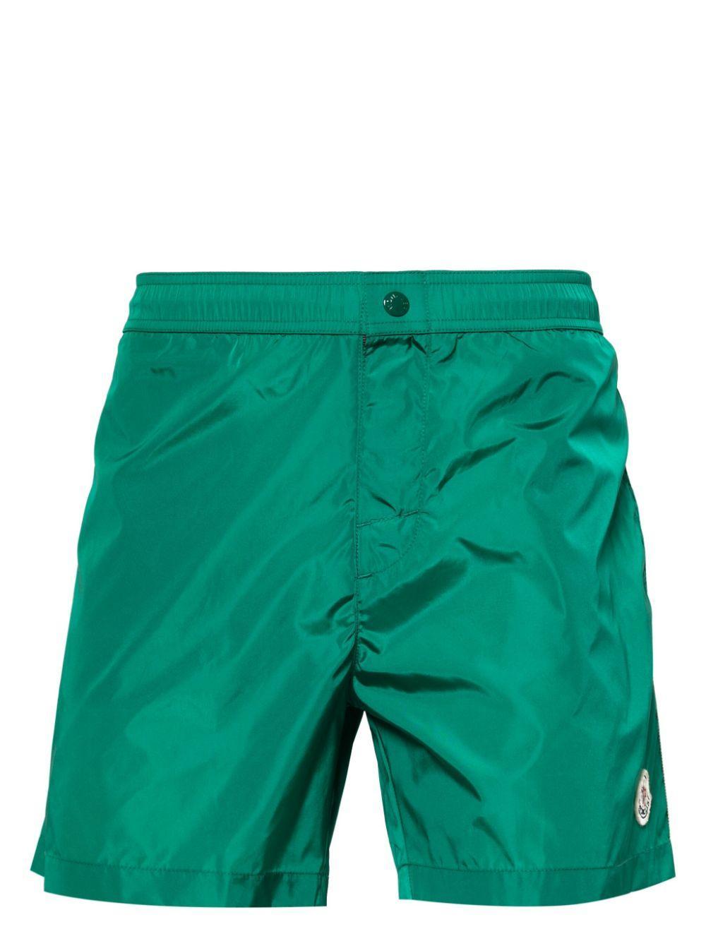 MONCLER Logo-patch Swim Shorts In Green Product Image