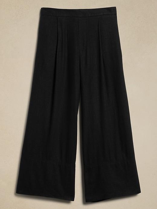 Linen-Blend Pull-On Wide-Leg Cropped Pant Product Image