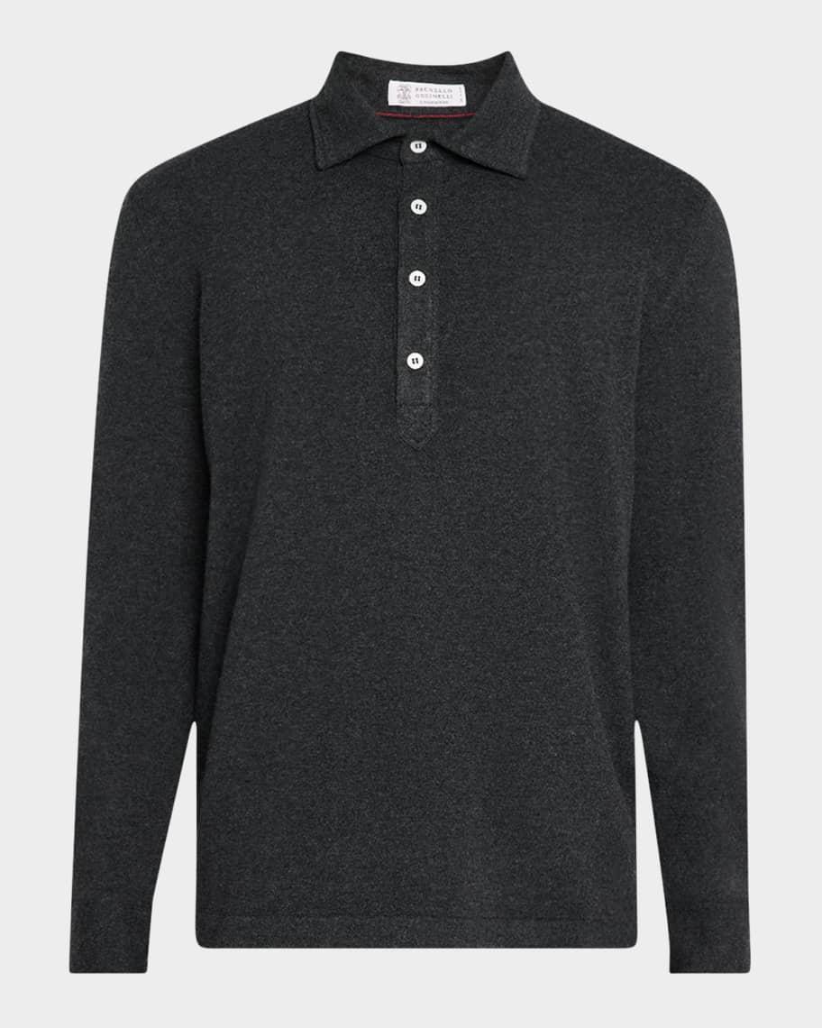 Mens Cashmere Long-Sleeve Polo Shirt Product Image