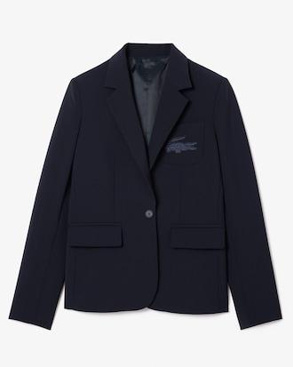 Embroidered Logo Slim Fit Wool Blazer Product Image