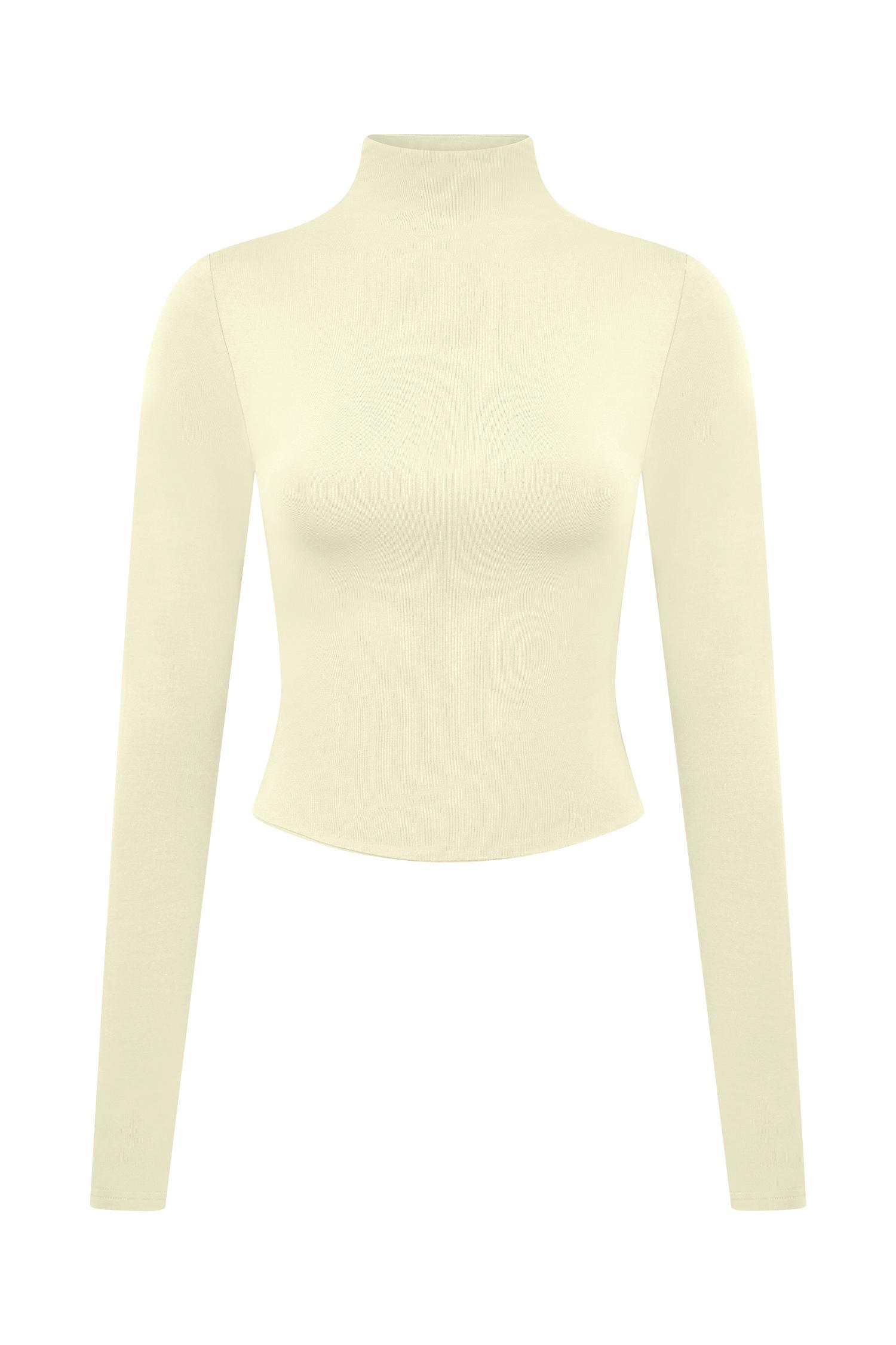 Ember Modal Long Sleeve High Neck Top - Ivory Product Image