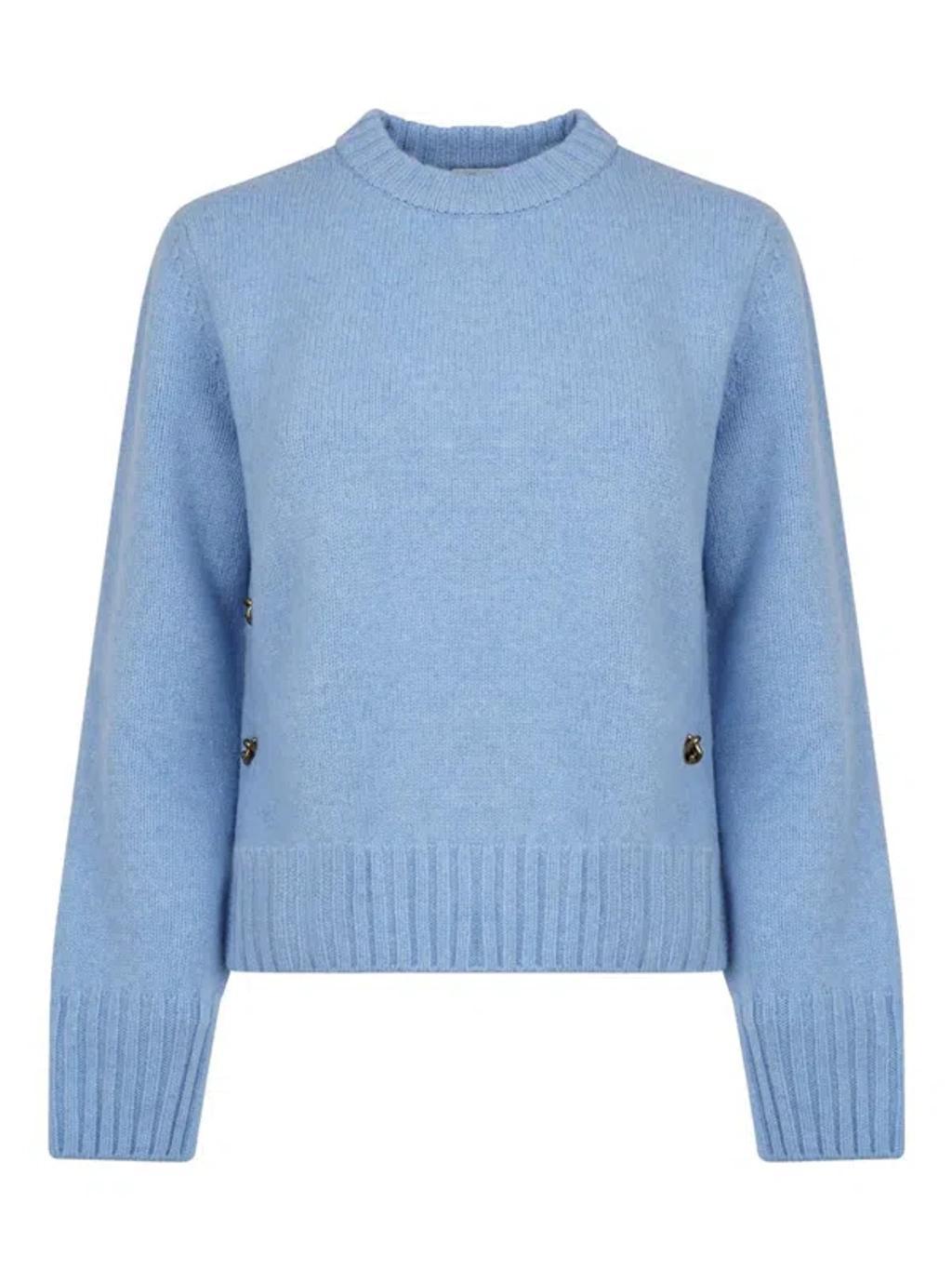 BOTTEGA VENETA Knot Button Regular Fit Jumper In Blue Product Image