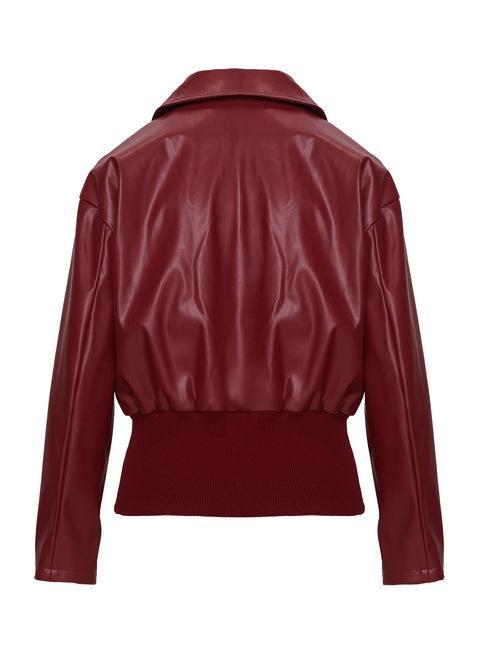 Radio On Blast Faux Leather Bomber Jacket Red Product Image