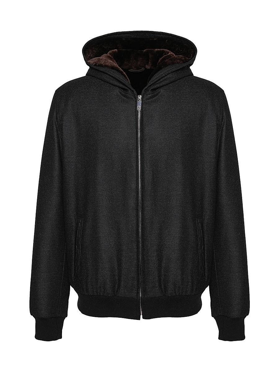 Mens Wool and Cashmere Jacket with Select Shearling Lamb Lining Product Image