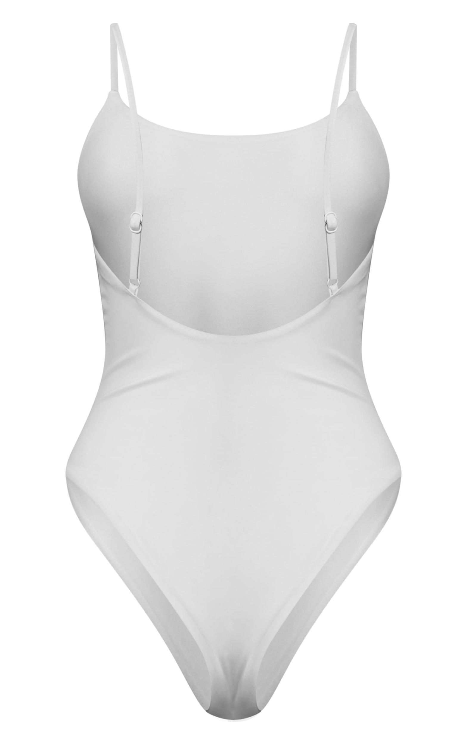 Cream Ruched Low Back Swimsuit Product Image