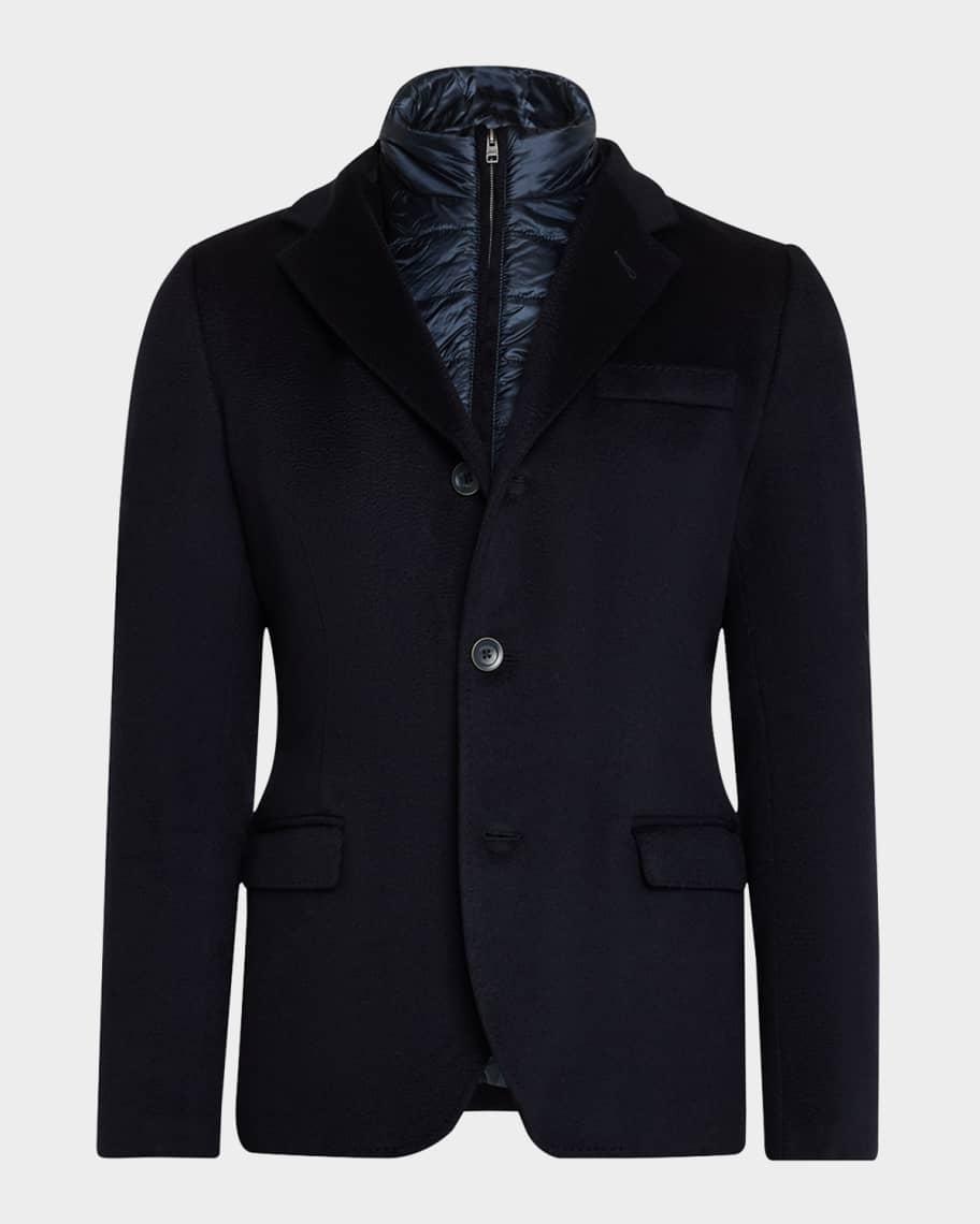 Mens Cashmere Blazer with Nylon Wind Guard Product Image