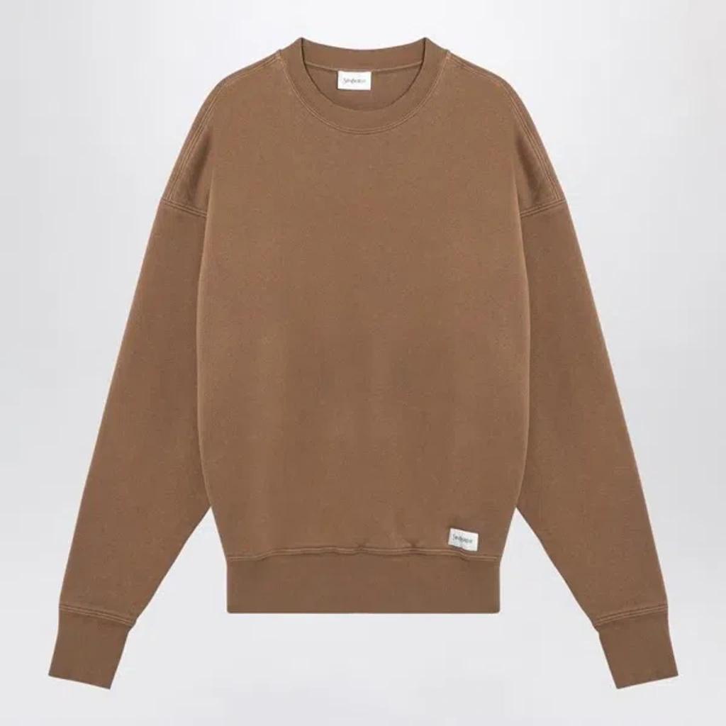 SAINT LAURENT Caramel Coloured Plush Sweatshirt In Brown Product Image