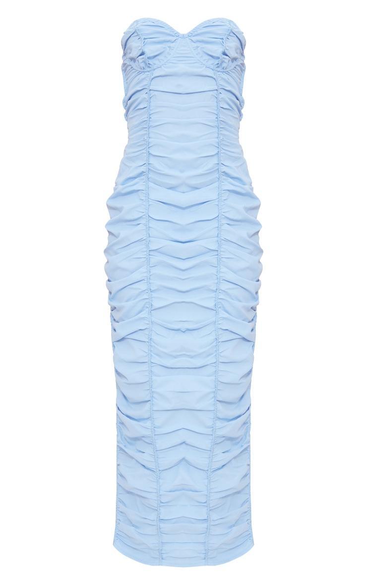 Light Blue Ruched Underwired Strappy Back Midaxi Dress Product Image