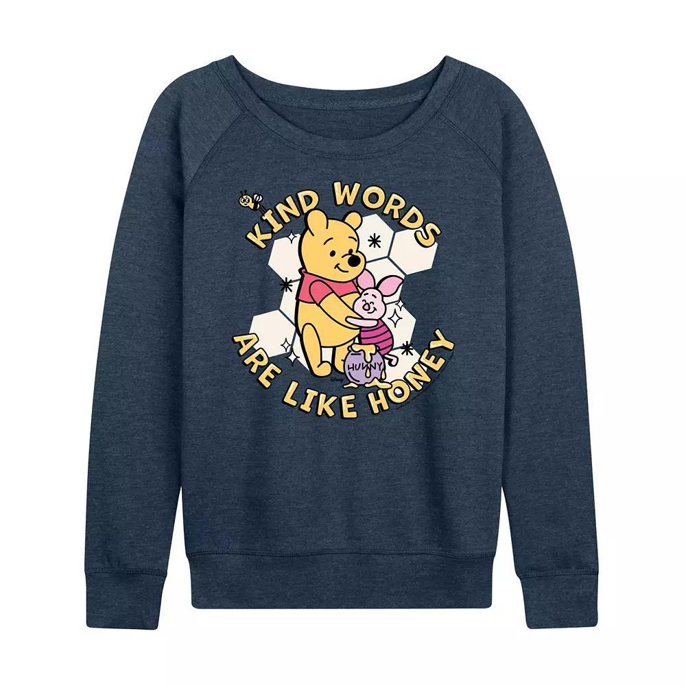 Disney's Winnie the Pooh Piglet & Pooh Women's Kind Words French Terry Long Sleeve Tee, Girl's, Size: Large, Blue Product Image