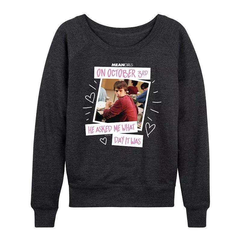 Women's Mean Girls October 3rd French Terry Long Sleeve Tee, Size: XXL, Heather Grey Product Image