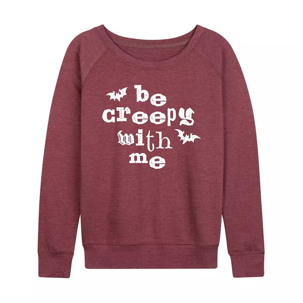 Women's Be Creepy With Me Bats French Terry Long Sleeve Tee, Size: XL, Heather Grey Product Image