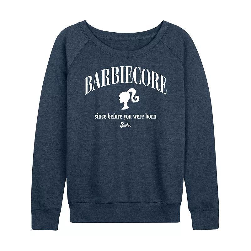 Womens Barbie Since Before You Were Born Lightweight French Terry Sweatshirt, Girls Grey Indigo Product Image