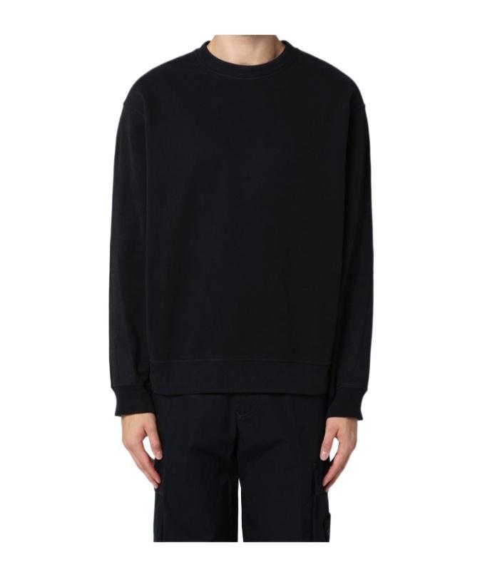 STONE ISLAND Black Cotton Crewneck Sweatshirt Product Image