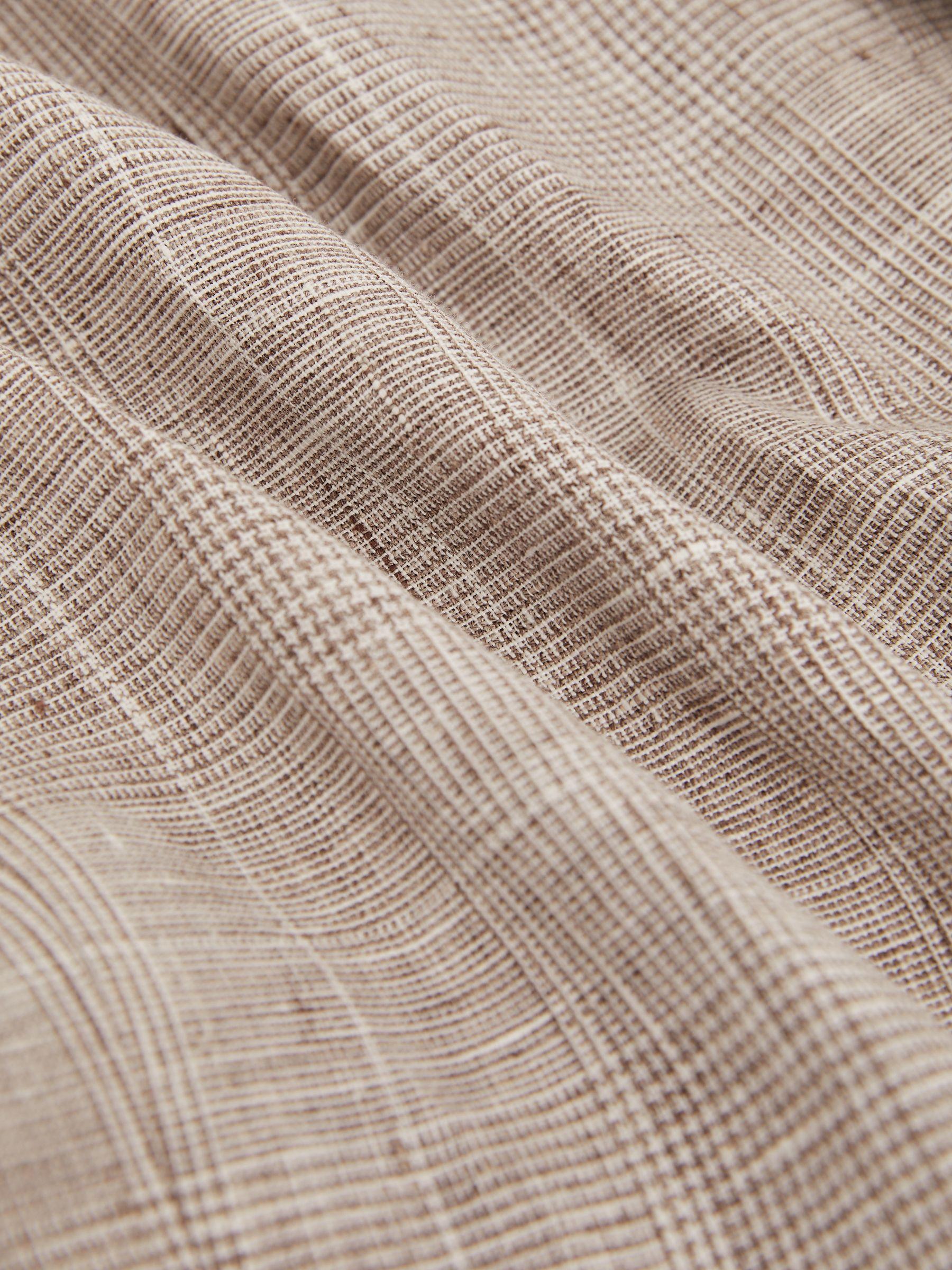 Slim Fit Linen Single Breasted Check Suit Blazer in Oatmeal Product Image