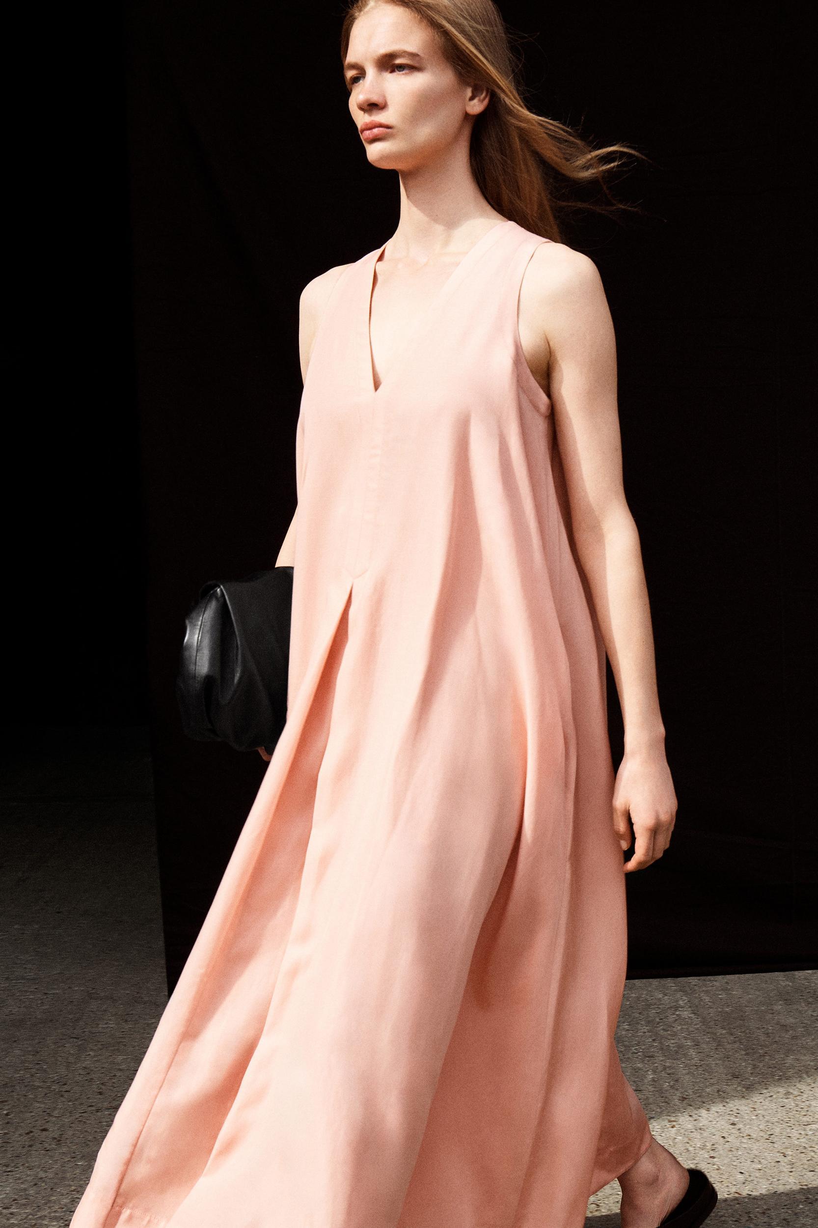 A-LINE LINEN-BLEND MAXI DRESS Product Image