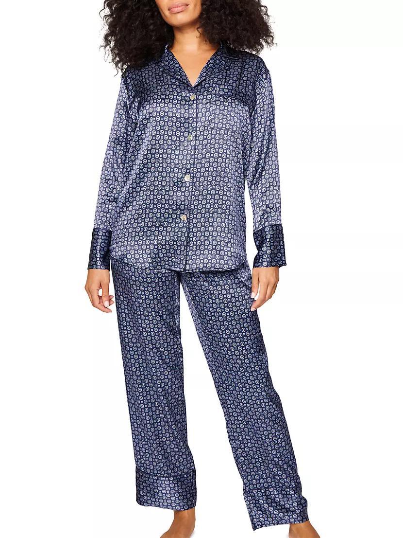 Midnight Foulard Silk 2-Piece Pajama Set Product Image