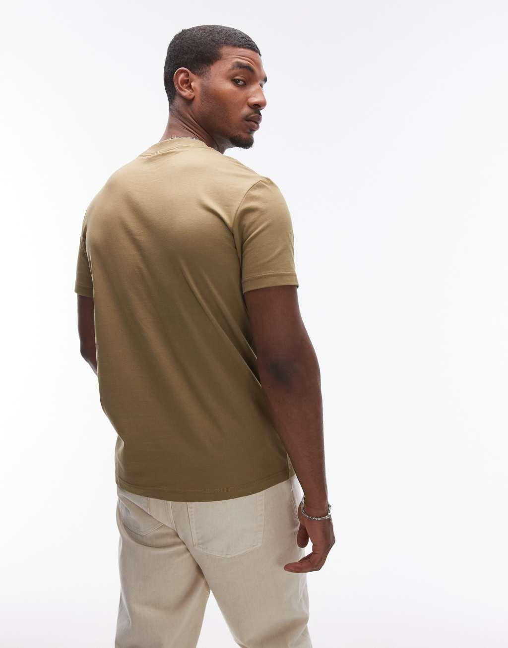 Calvin Klein Jeans premium heavyweight t-shirt in olive Product Image