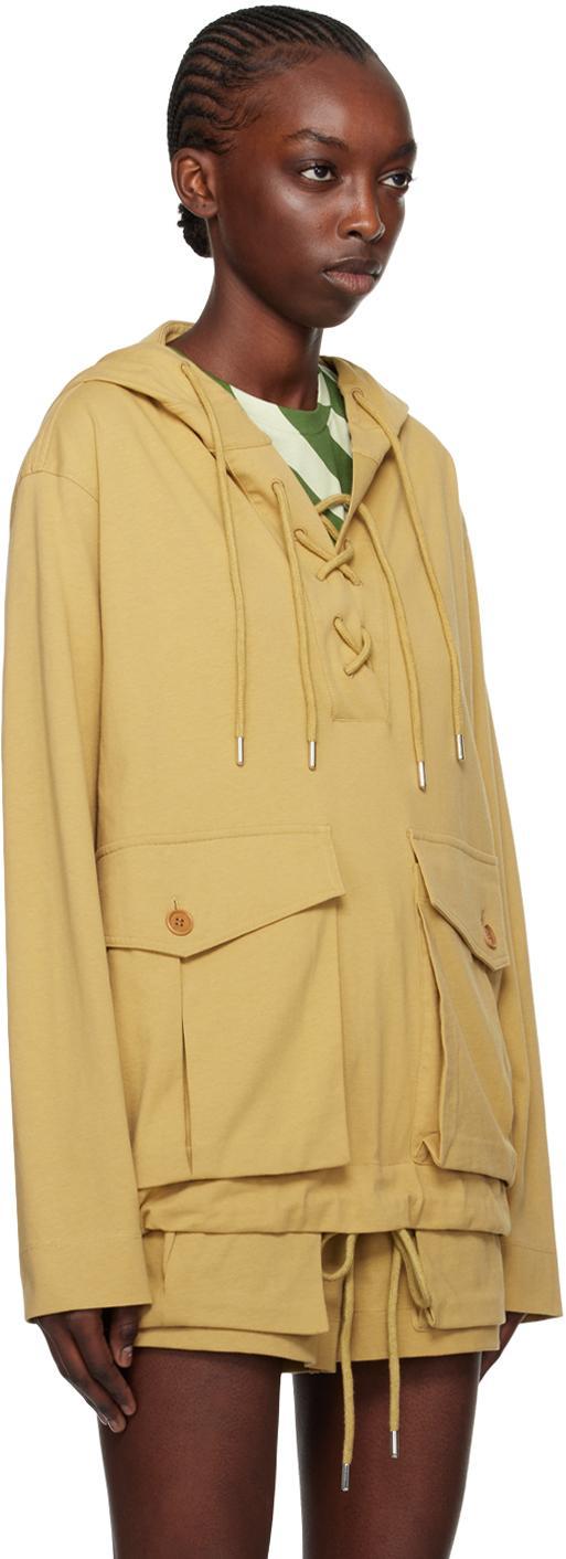 DRIES VAN NOTEN Tan Lace-up Hoodie In 103 Beige Product Image