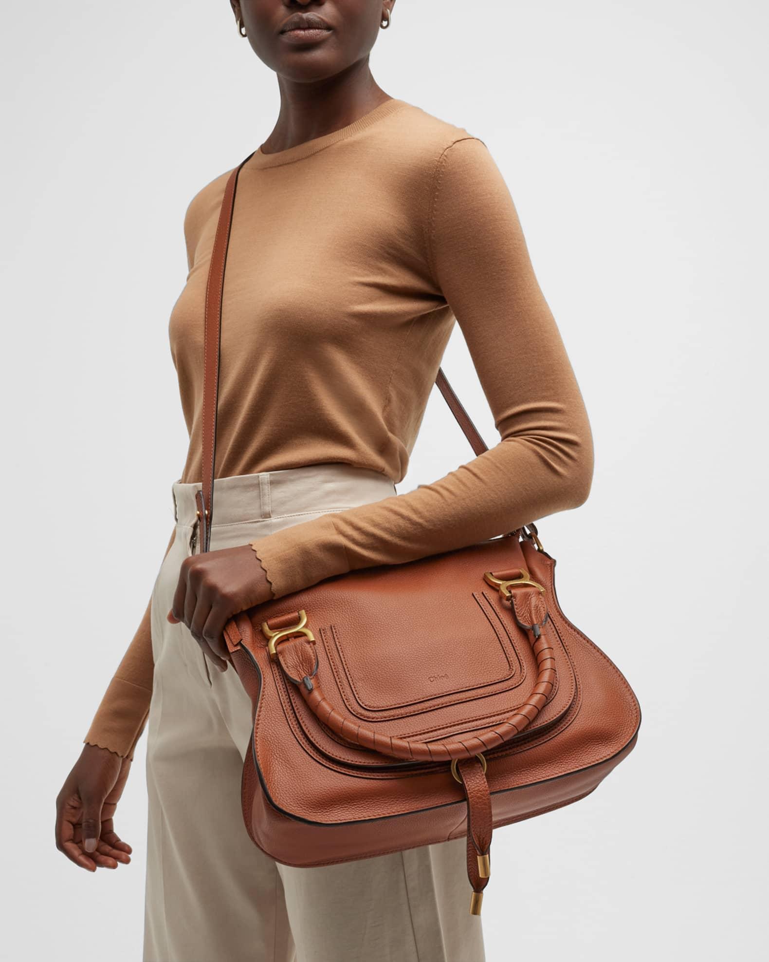 Marcie Medium Double Carry Satchel Bag in Grained Leather Product Image