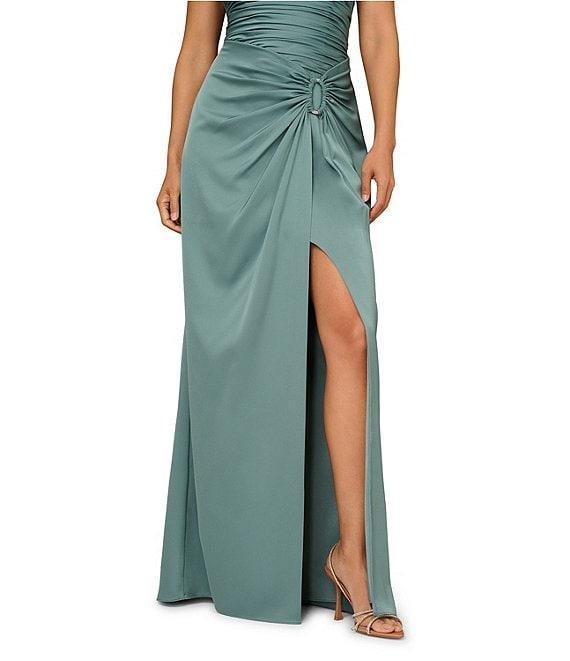 Aidan Mattox Satin Strapless Wrap Gown Product Image