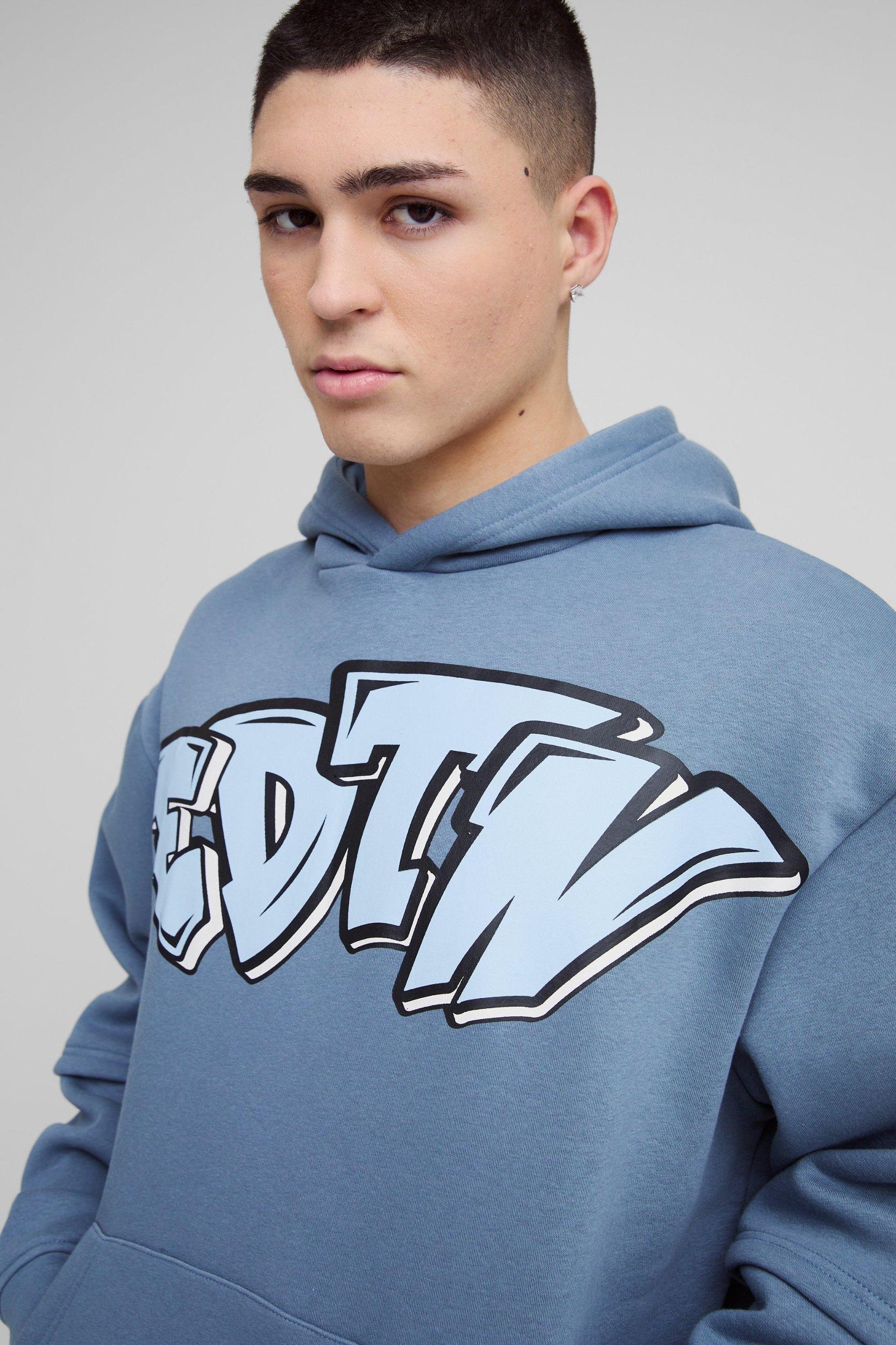 Oversized Edition Graffiti Print Hoodie | boohooMAN USA Product Image