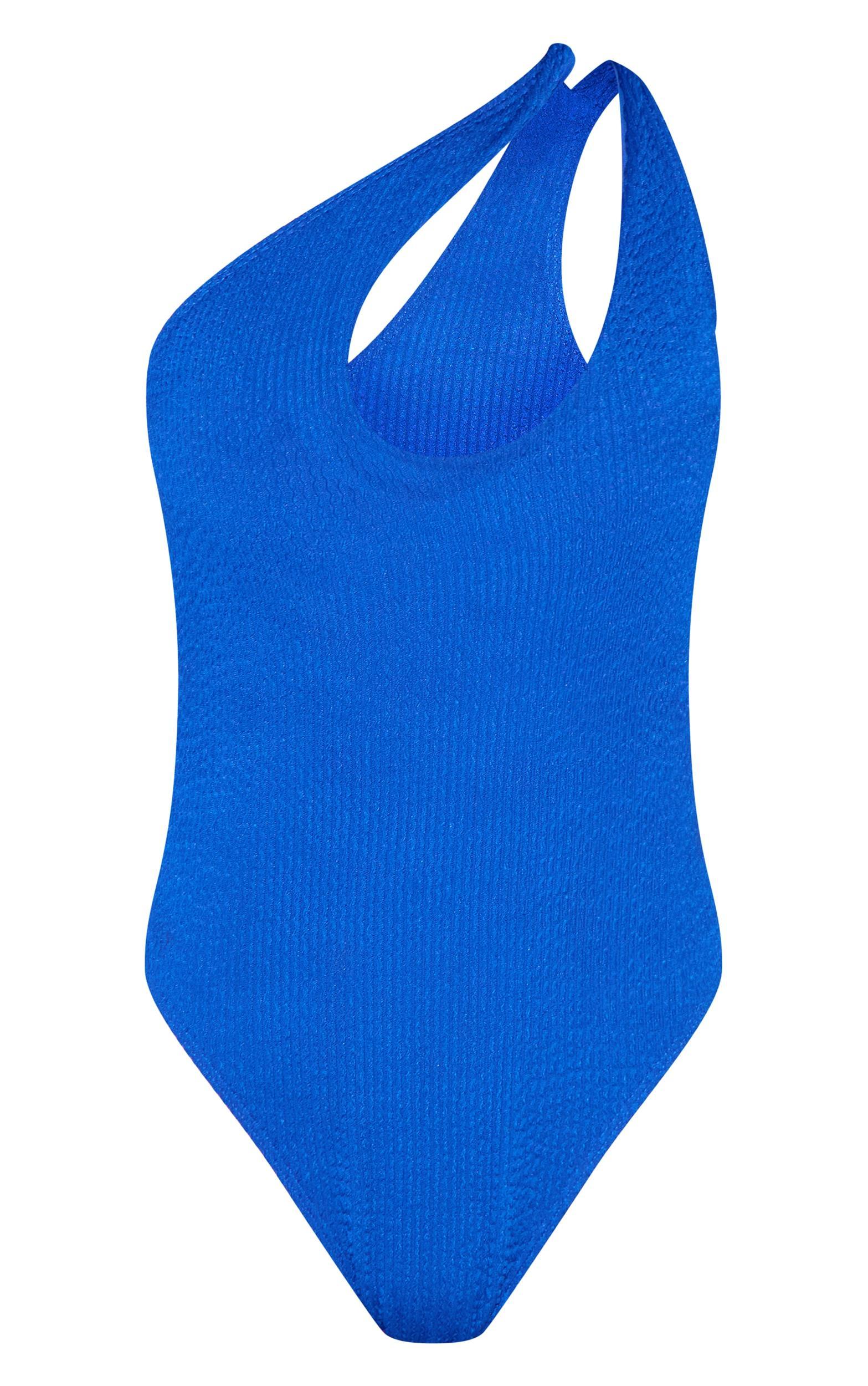 Cobalt Crinkle One Shoulder Cut Out Swimsuit Product Image