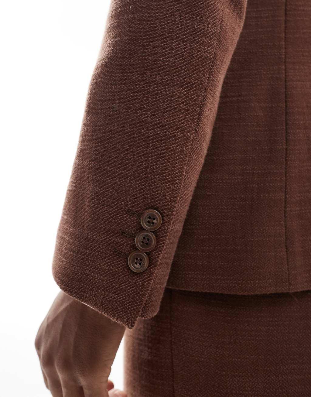 Viggo lisandro double breasted suit jacket in dark brown - part of a set Product Image