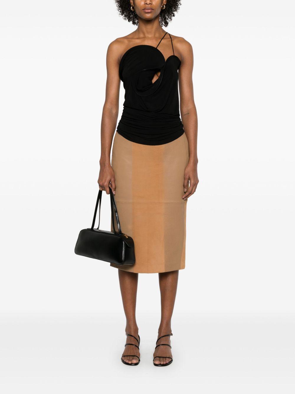 scuffed-leather midi skirt Product Image