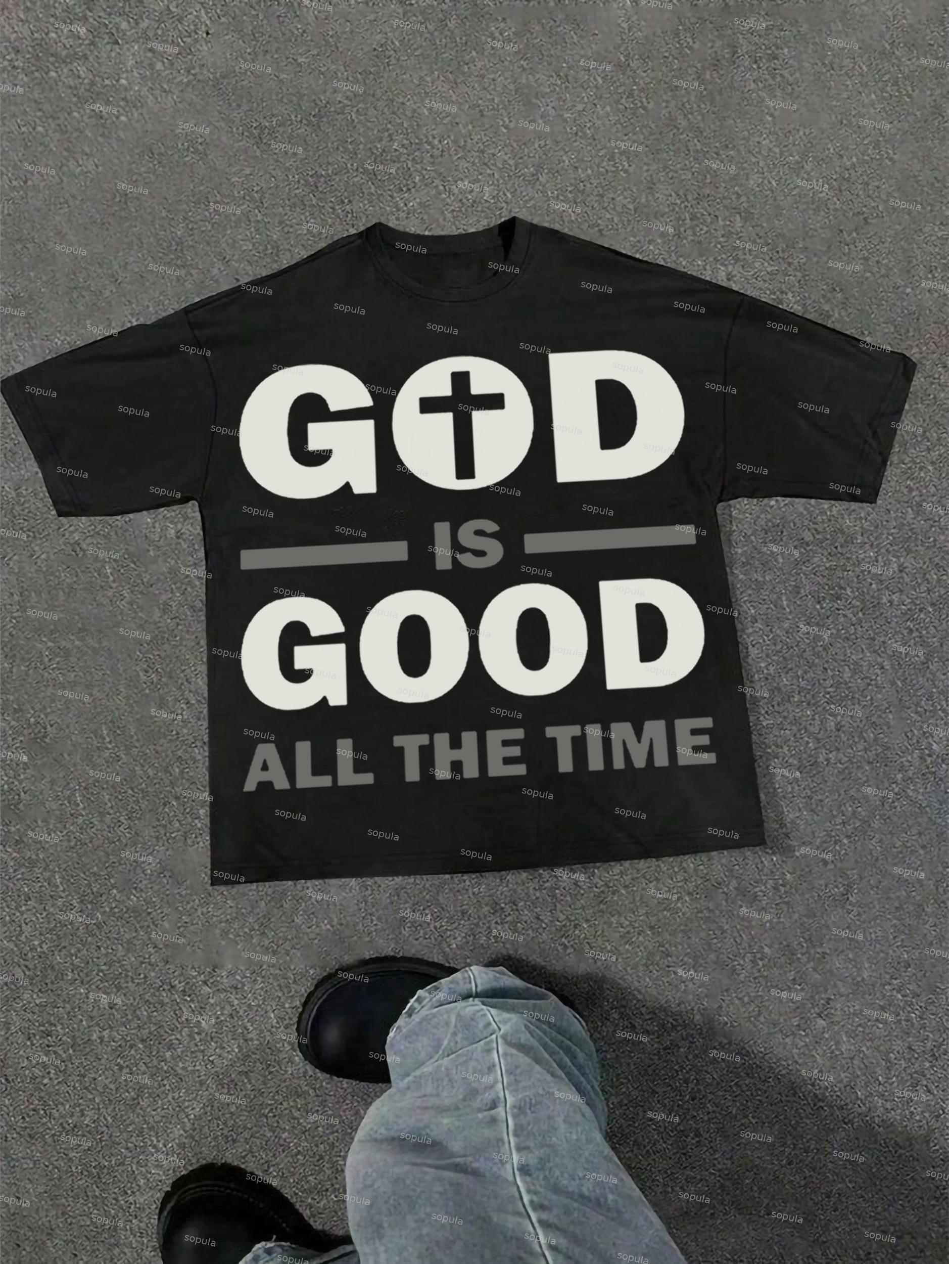 God Is Good Slogan Graphic Cotton T-shirt Product Image