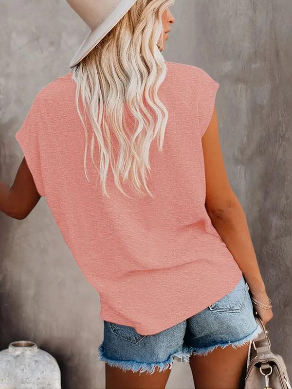 Loose Short Sleeves Solid Color Round-Neck T-Shirts Tops Product Image