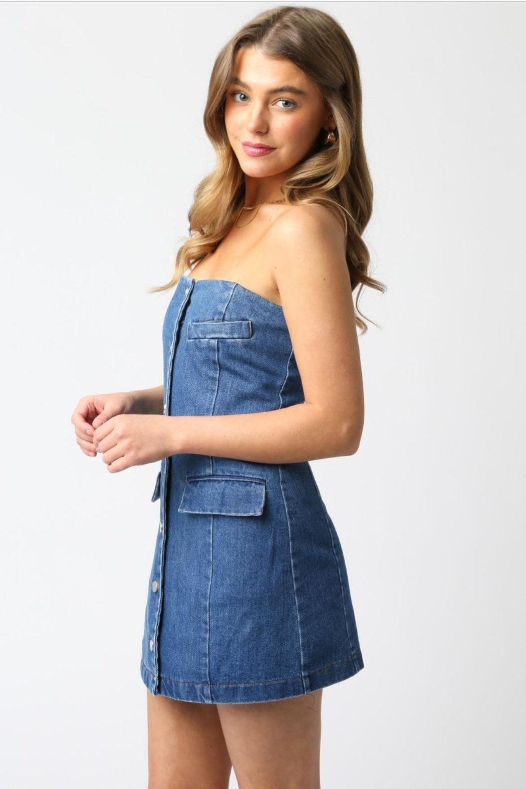 Strapless Denim Dress Product Image
