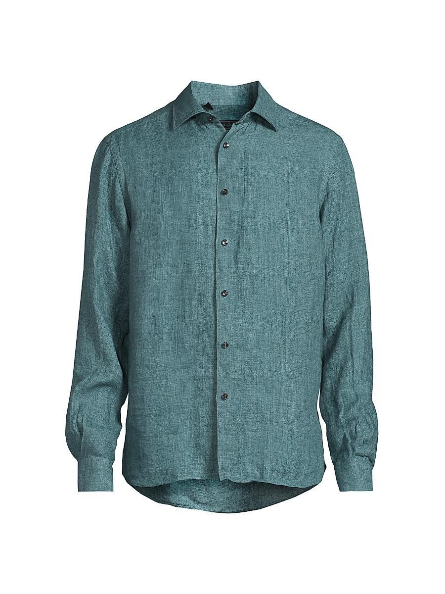 Mens COLLECTION Linen Button-Front Shirt Product Image