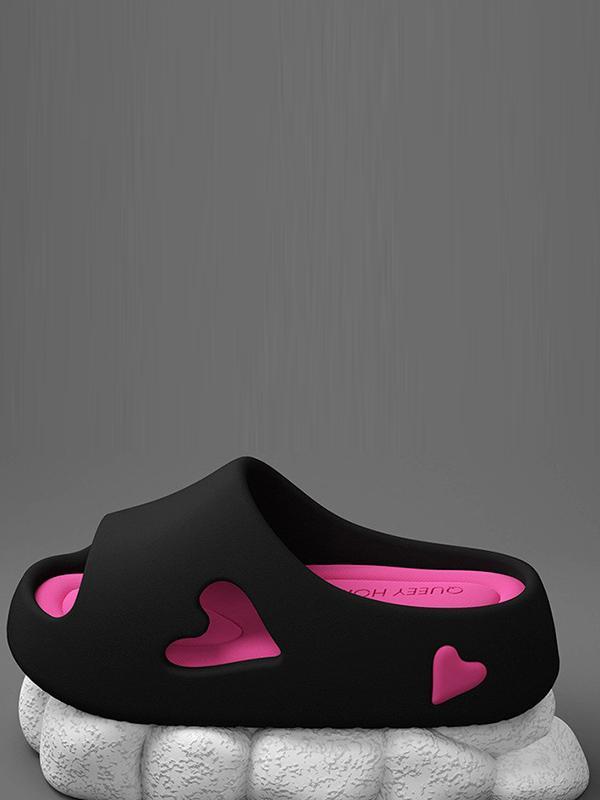 Contrast Color Hollow Open Toe Platform Shoes Slippers Product Image