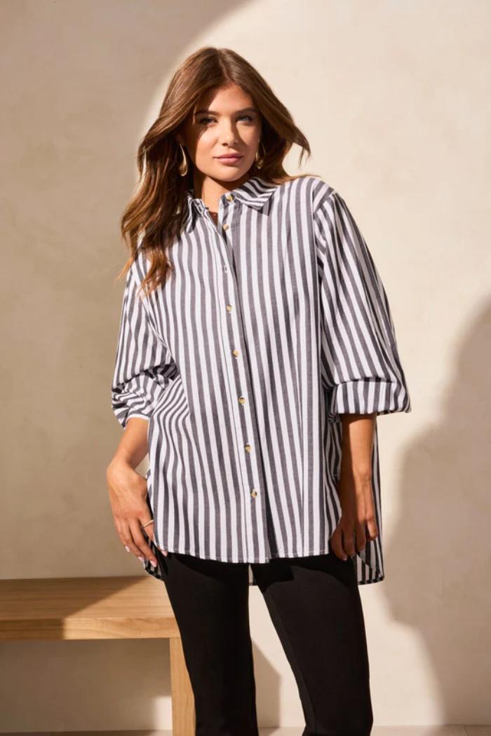 Stripe Button-Front Shirt Product Image