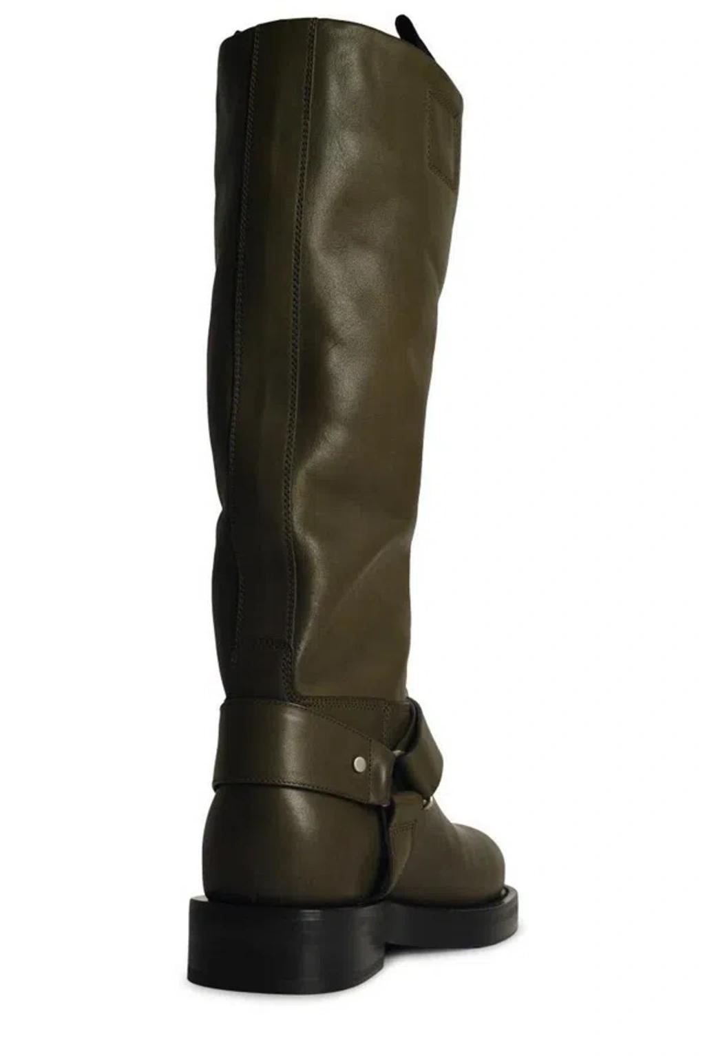 BURBERRY Leather Knee-high Boots In Green Product Image